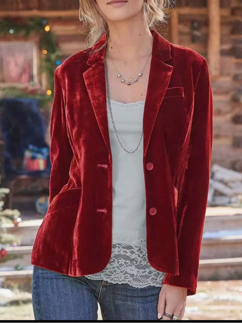 ShopEvelynne Red Velvet Blazer Jacket